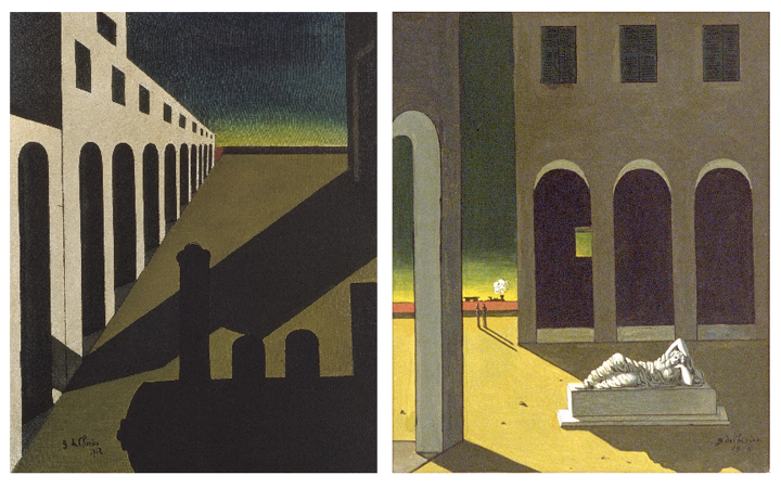 Giorgio de Chirico, «Piazza d'Italia» (1915) e «Tarde Agonizante» (1912)