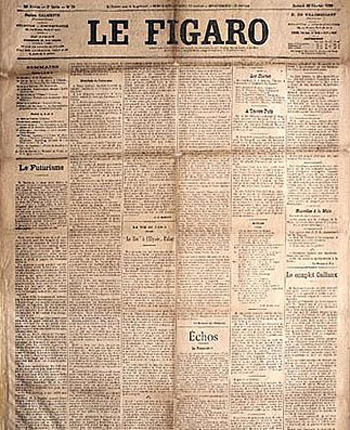 O primeiro manifesto de Marinetti, publicado em 1909.
